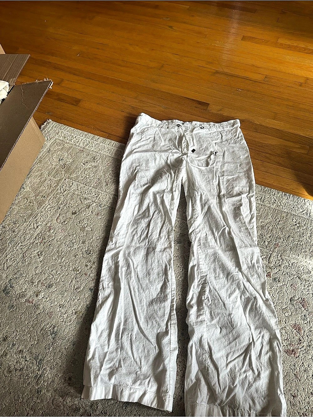 Reitmans Wide Leg Linen Blend Pants in White Size Medium